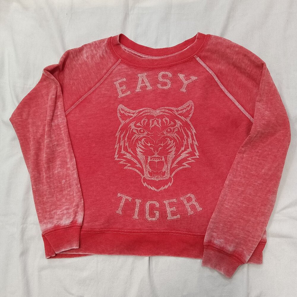 Recycled Karma Easy Tiger Faded Fleece Sweatshirt Red XS